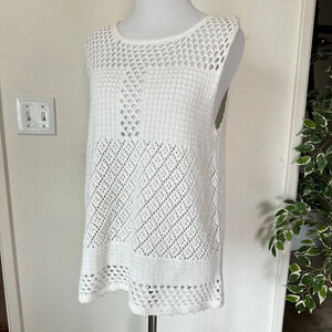 White open stitch crochet tank Medium